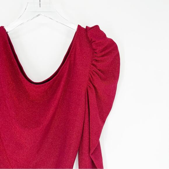 NWT Eloquii Lurex Stretch One Shoulder Top 14/16 Red - Picture 4 of 8